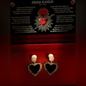 Elegant Black and Gold Heart Earrings